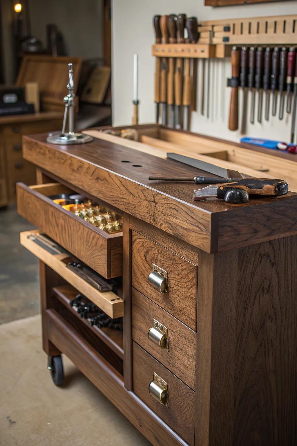 Elevate your workshop game with a mobile workbench that moves with your creativity.