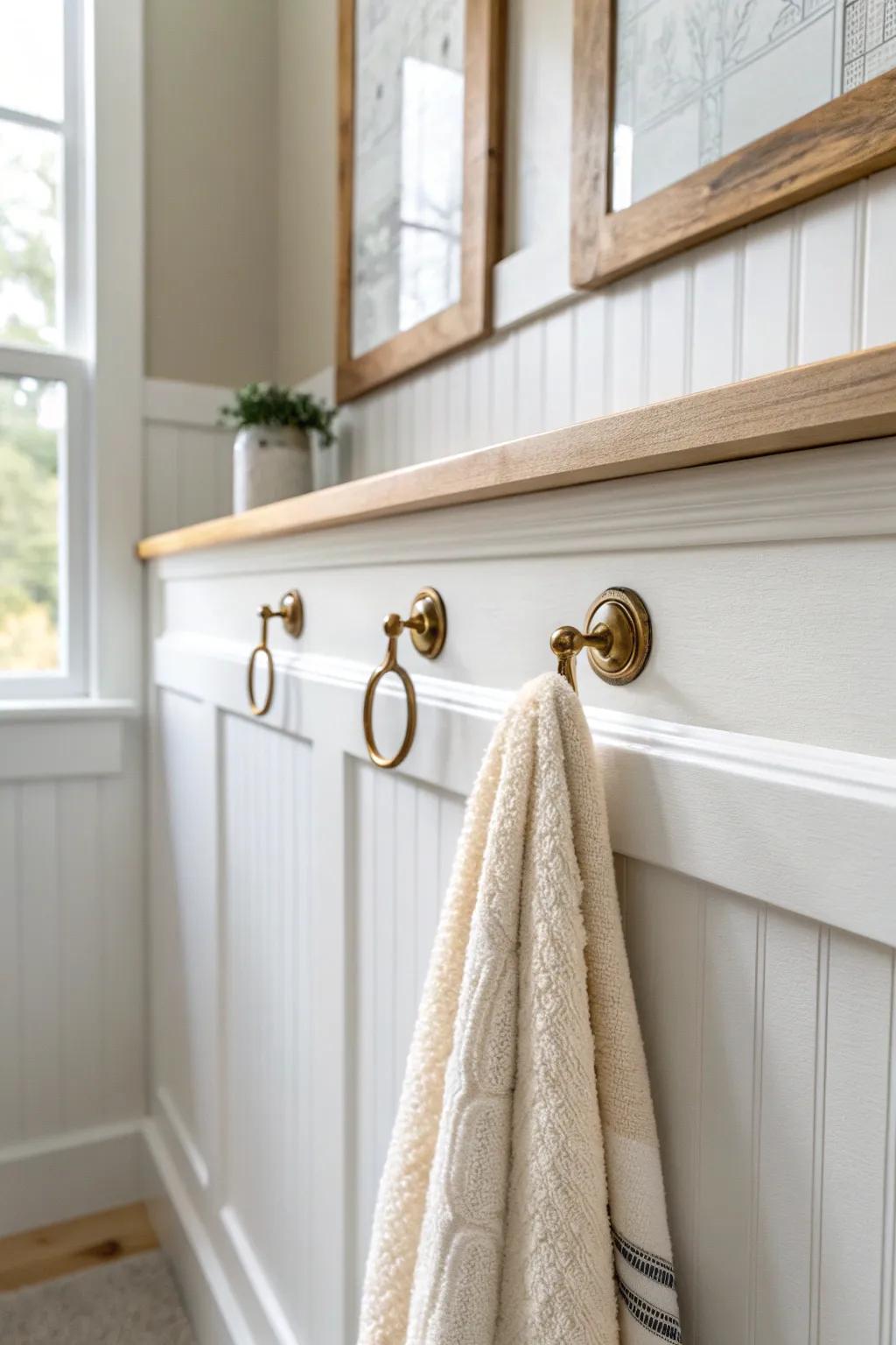 Turn a 5-inch vanity gap into daily storage with a slim filler board and minimalist hooks.