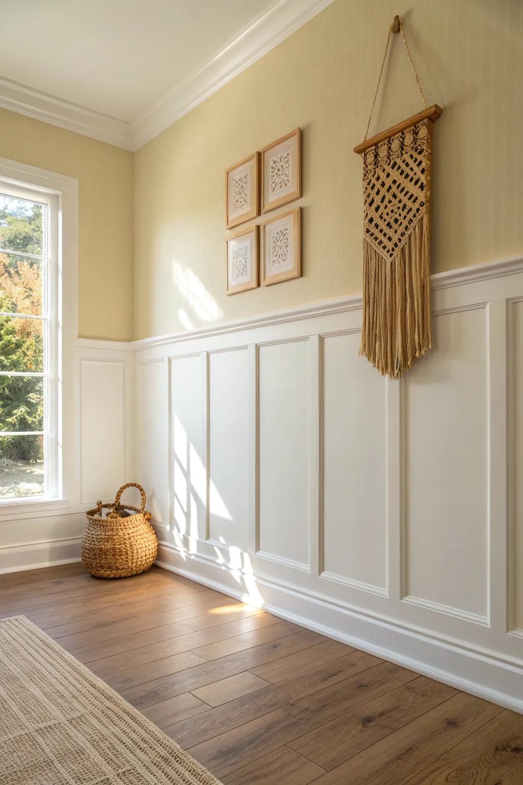 High picture frame molding draws the eye up—an easy way to make 8-foot ceilings feel taller.