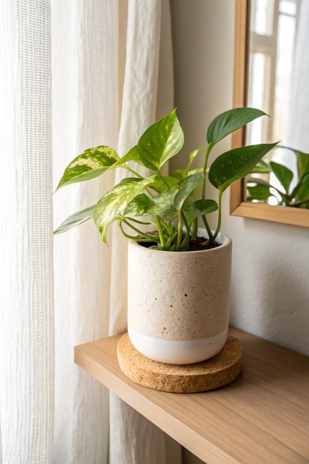 A chic self-watering planter that keeps apartment greens thriving through busy weeks.