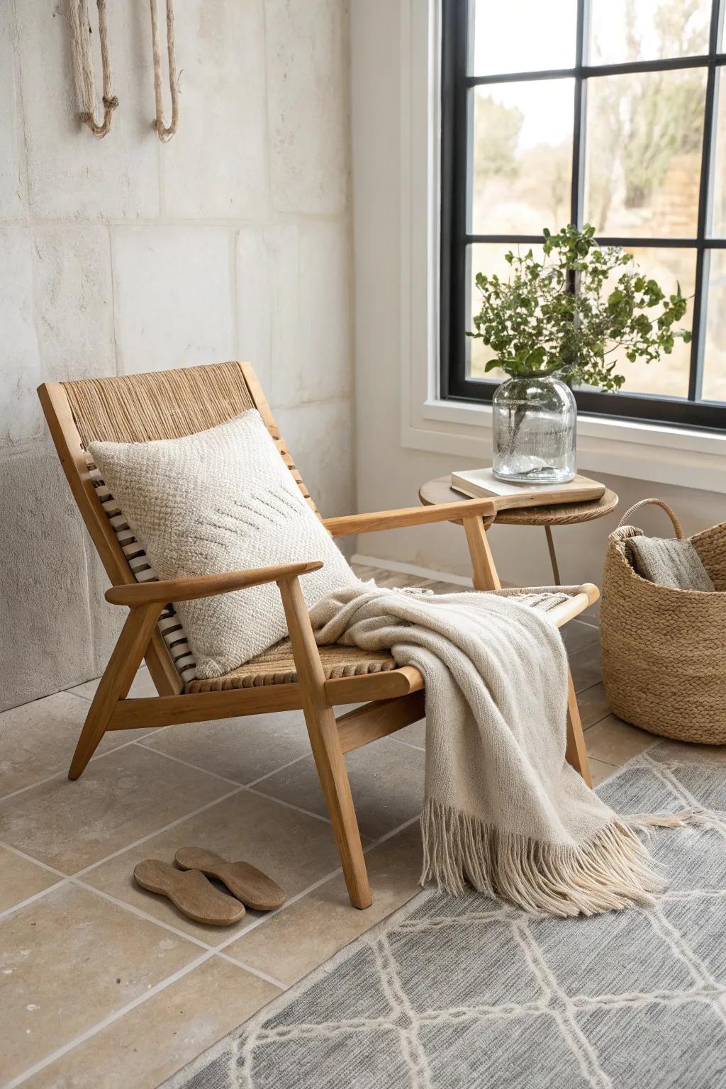 Lightweight lounge chair + tuck-under ottoman: a luxe, movable setup for tiny patios.