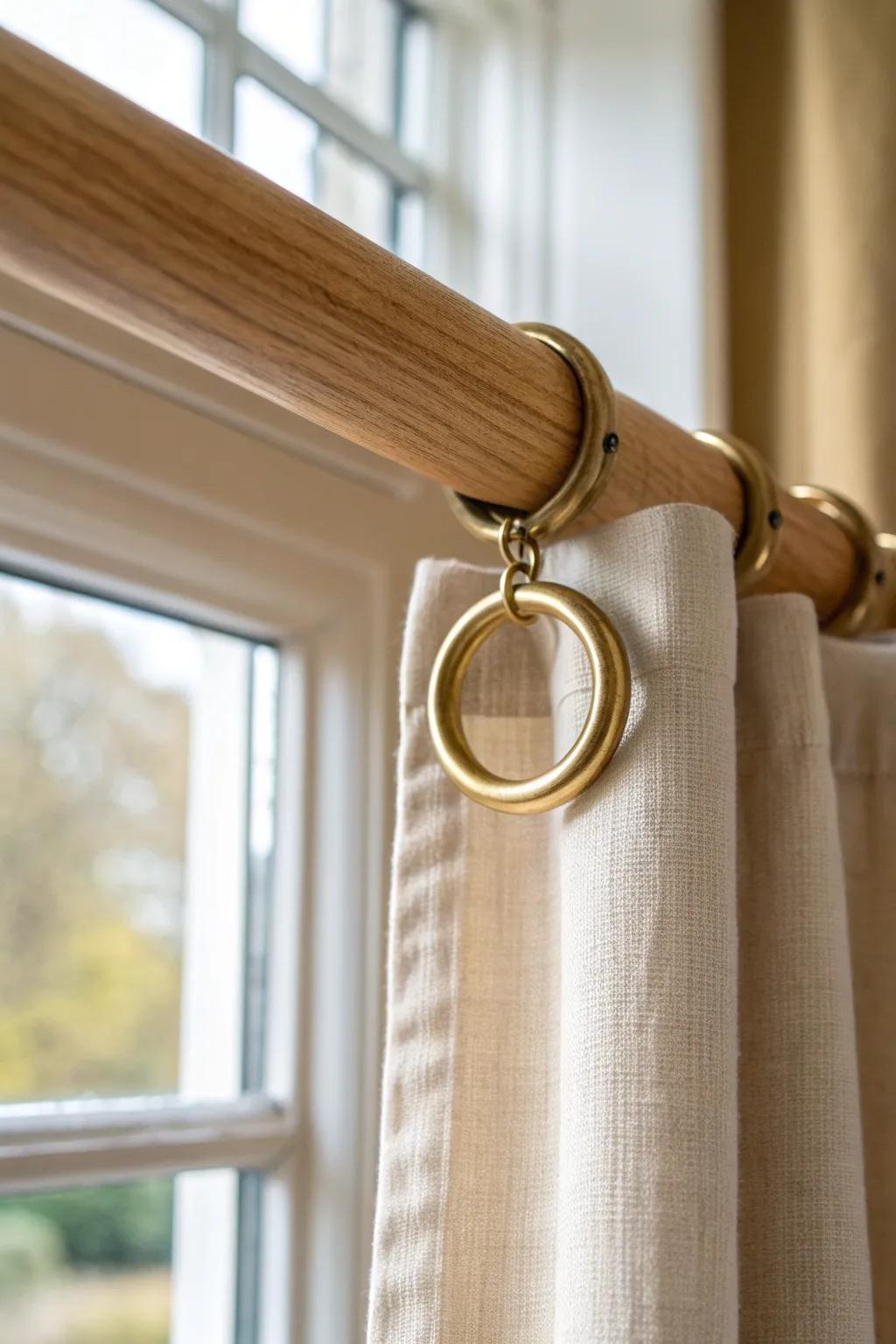 Corner-friendly curtain rings that glide smoothly around bay window bends—no more snagging.