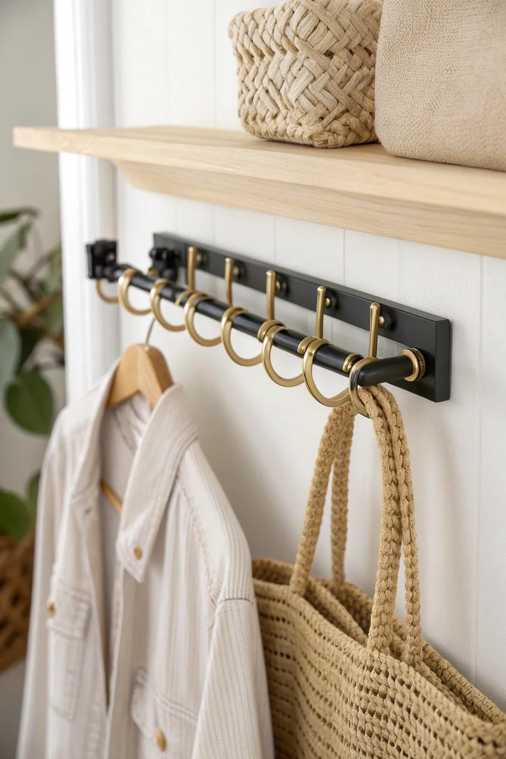 A closet-wall mini rack keeps C-clamps visible, tidy, and totally out of the way.