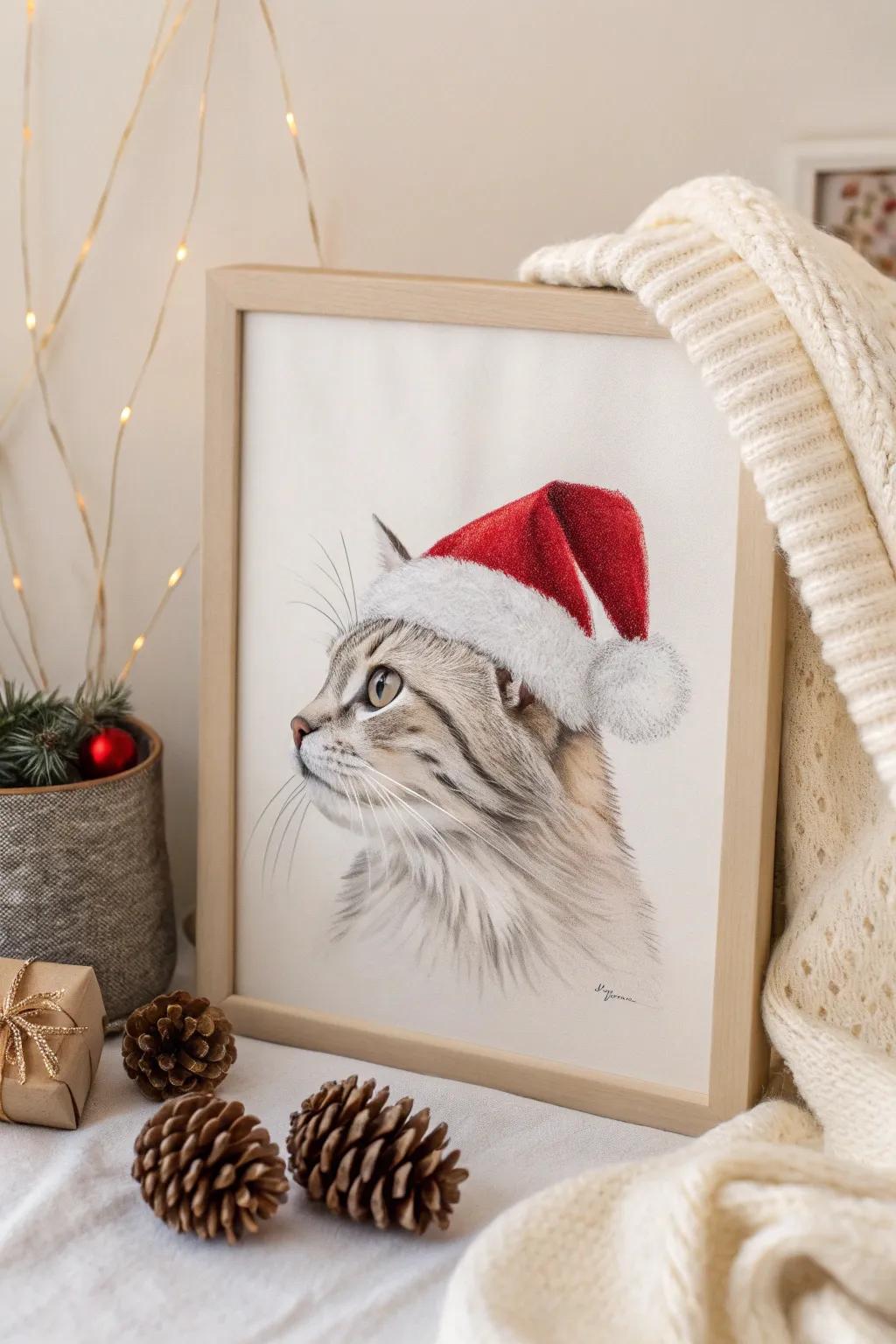 Embrace the festive spirit with this charming seasonal cat doodle, where simplicity meets holiday cheer!