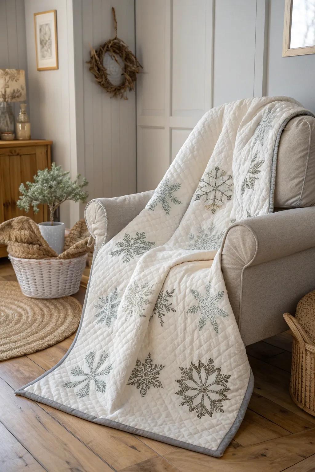 Wrap yourself in the warmth and beauty of winter with this stunning giant snowflake quilt.