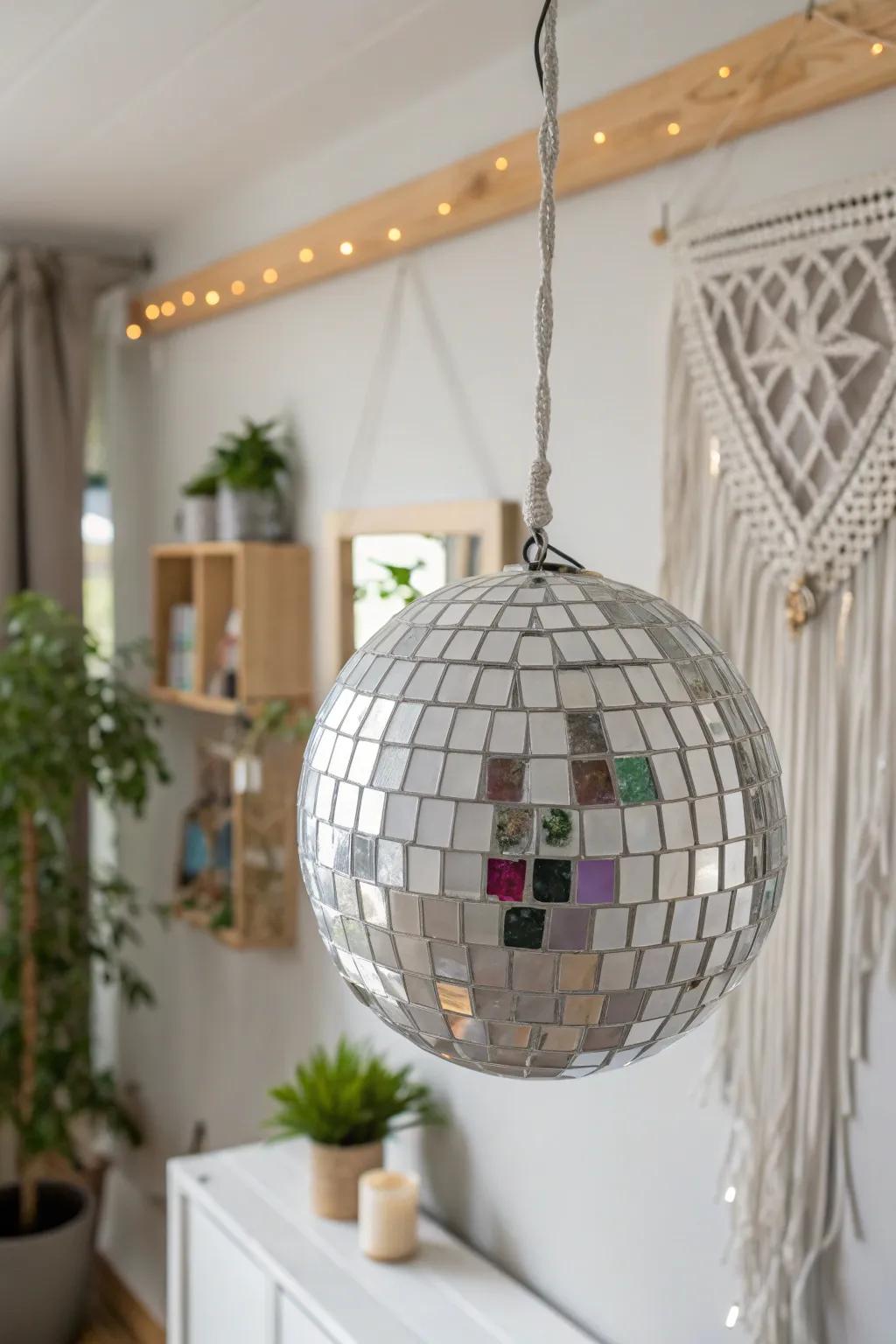 Shine on with a retro CD disco ball that adds a touch of nostalgia and elegance to any gathering.
