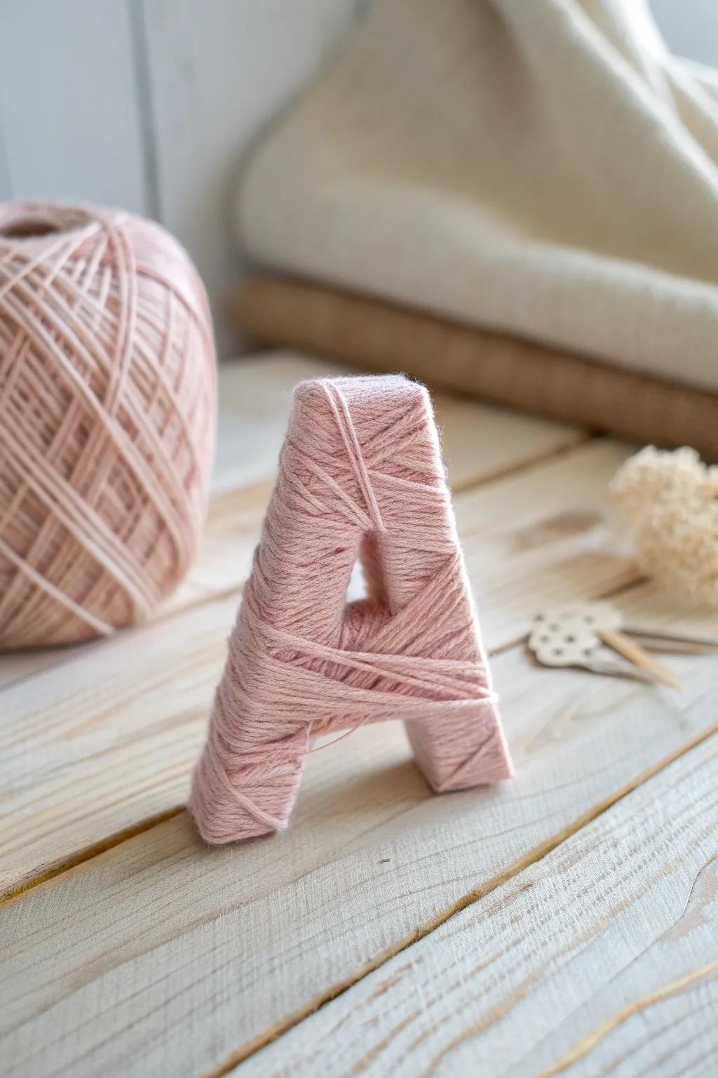 Add a personal and stylish touch to your space with yarn-wrapped letters that blend minimalist design with a cozy boho vibe.