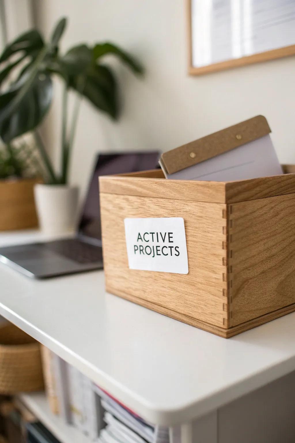 One “Active Projects” label keeps your cubicle calm, clear, and effortlessly organized.
