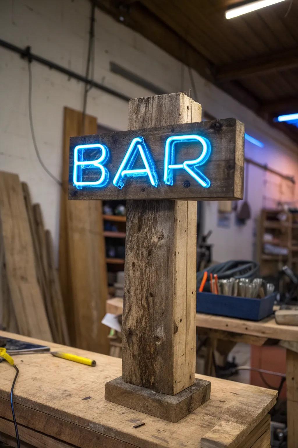 Illuminate your space with a custom-made neon signpost that exudes craftsmanship and creativity.
