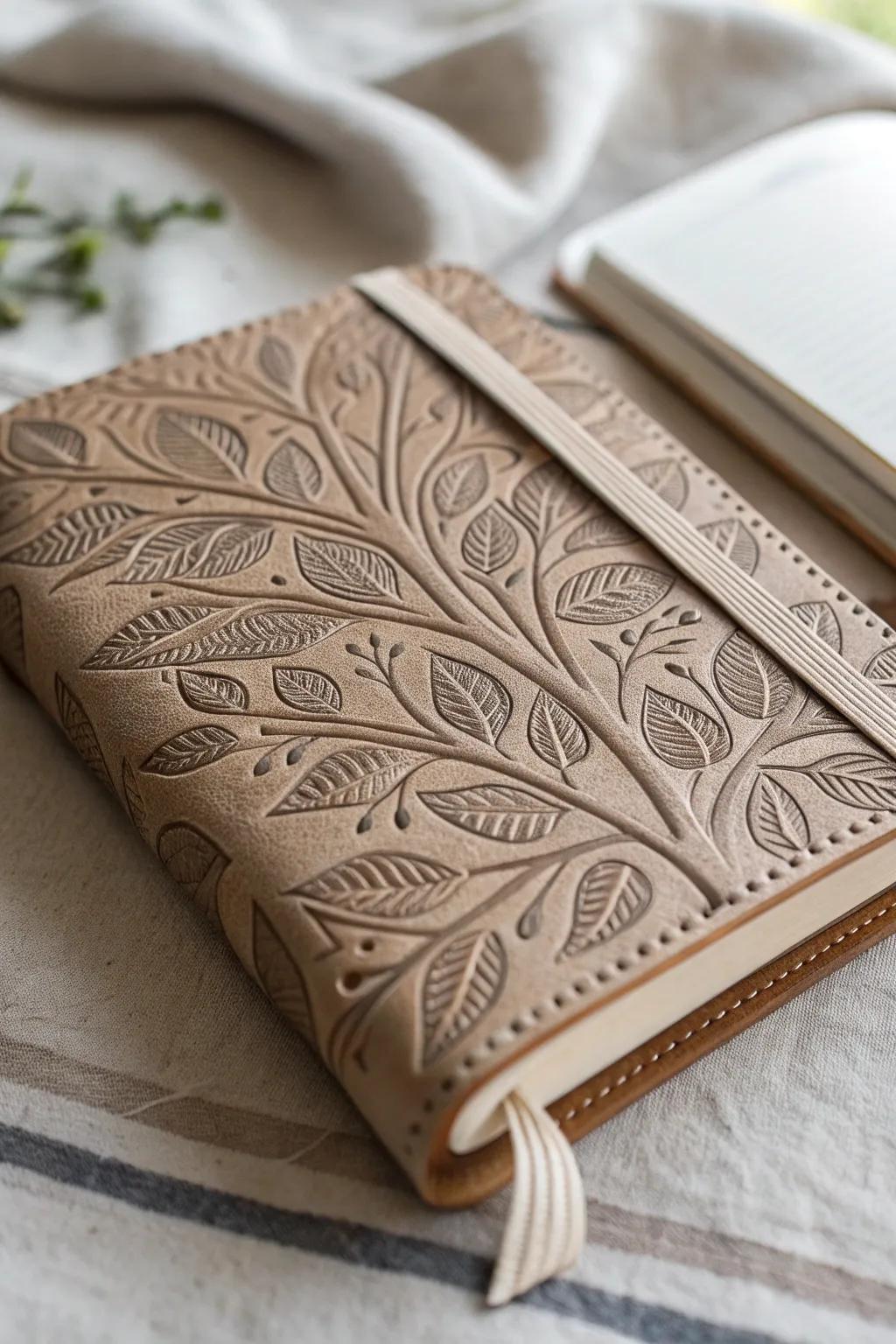 Embrace nature's elegance with embossed leaf motifs, where simplicity meets organic artistry.