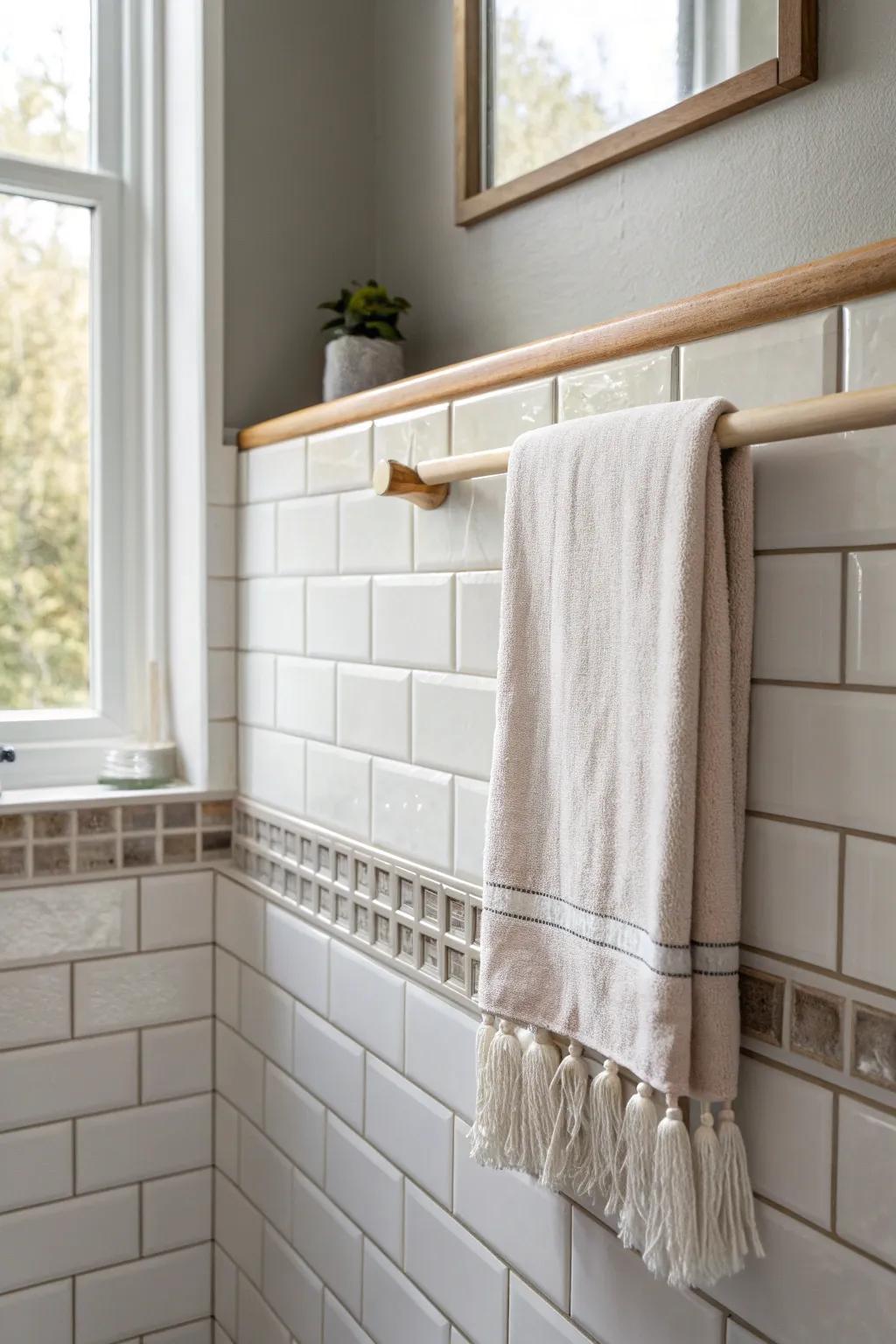 Half tile, half paint: a fun two-tone wall that feels taller, cleaner, and easy to wipe.