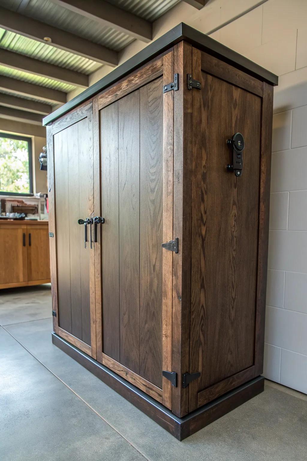 Secure in style: Elegance meets utility with this handcrafted lockable cabinet.