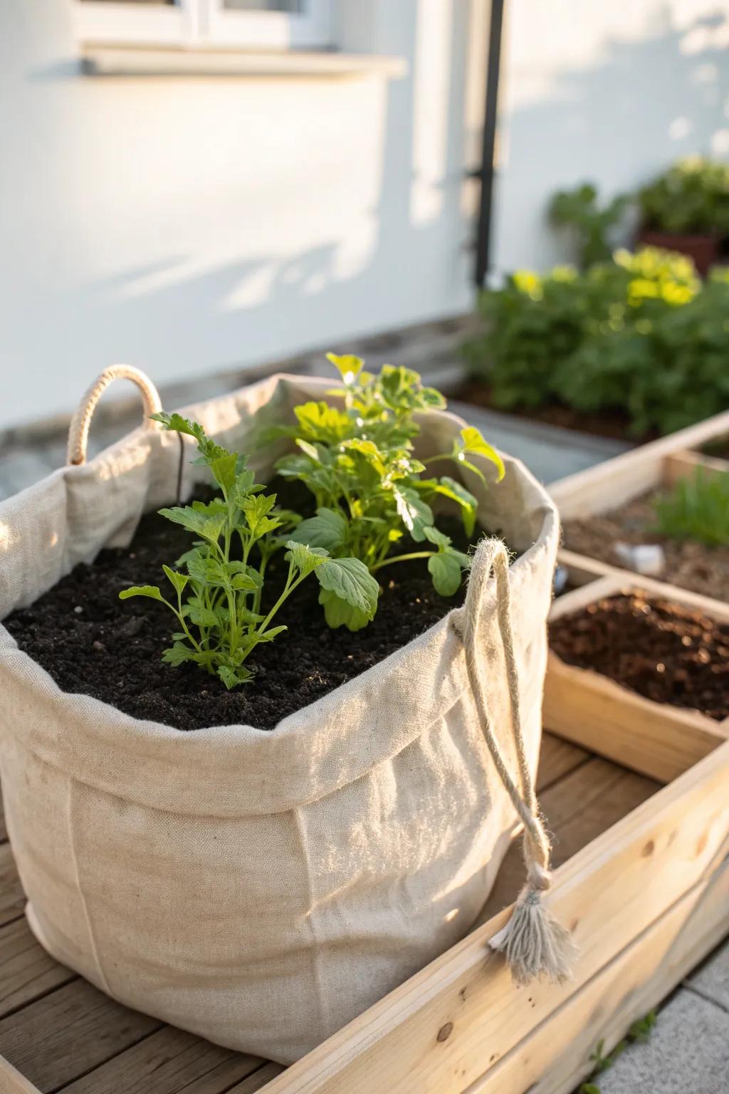 Pop-up harvest space: a booster grow bag tucked into your raised bed—no build required.
