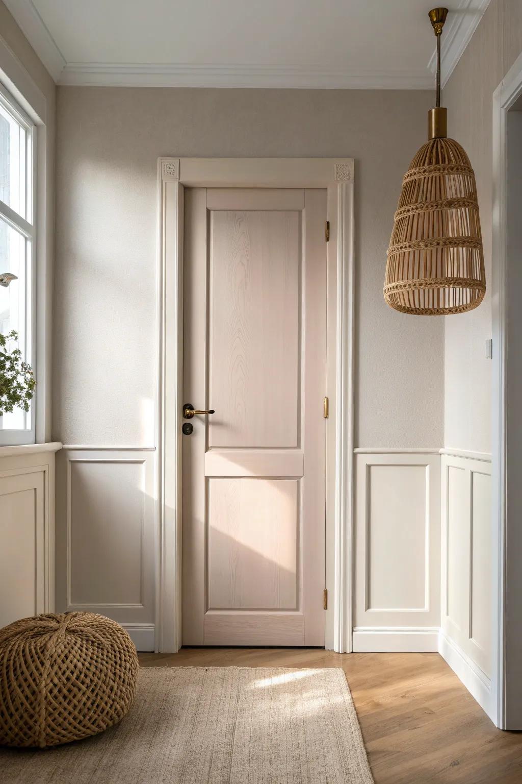 Paint doors and trim to match the walls for a seamless hallway that feels longer.