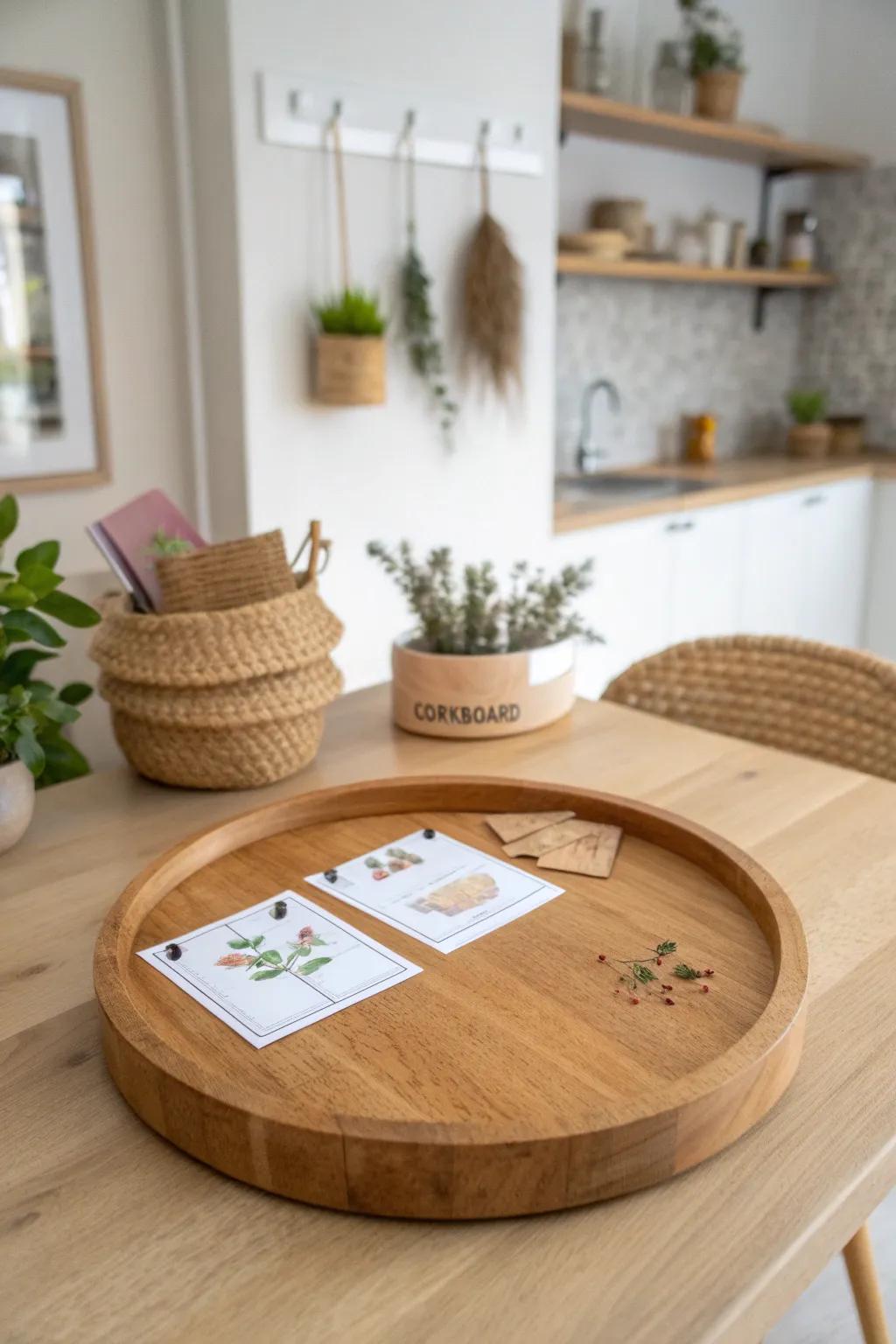 Elevate your dining space with a corkboard lazy Susan: practical, eco-friendly, and beautifully minimalist.