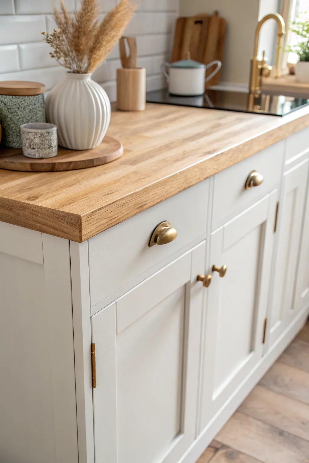Butt up a matching mini cabinet for a seamless countertop extension and bonus storage.
