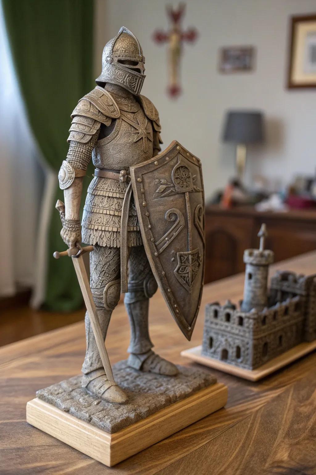 Craftsmanship Meets History: A Clay Knight Ready for Battle.