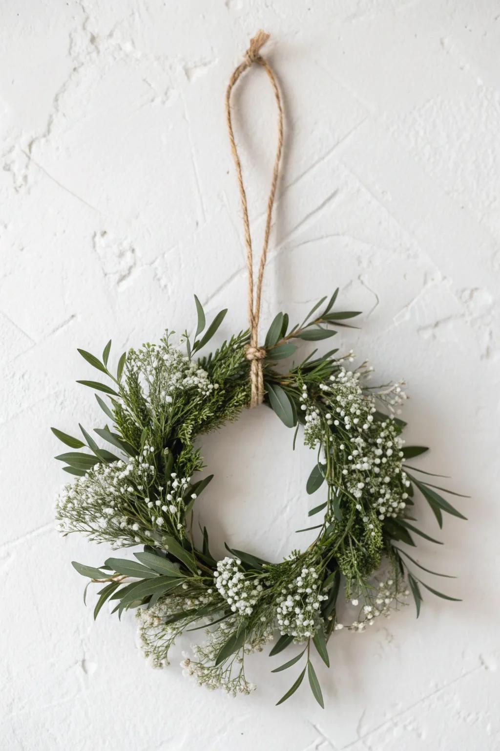 Mini wreaths make the prettiest lightweight ornaments—simple loop, natural greens, big impact.