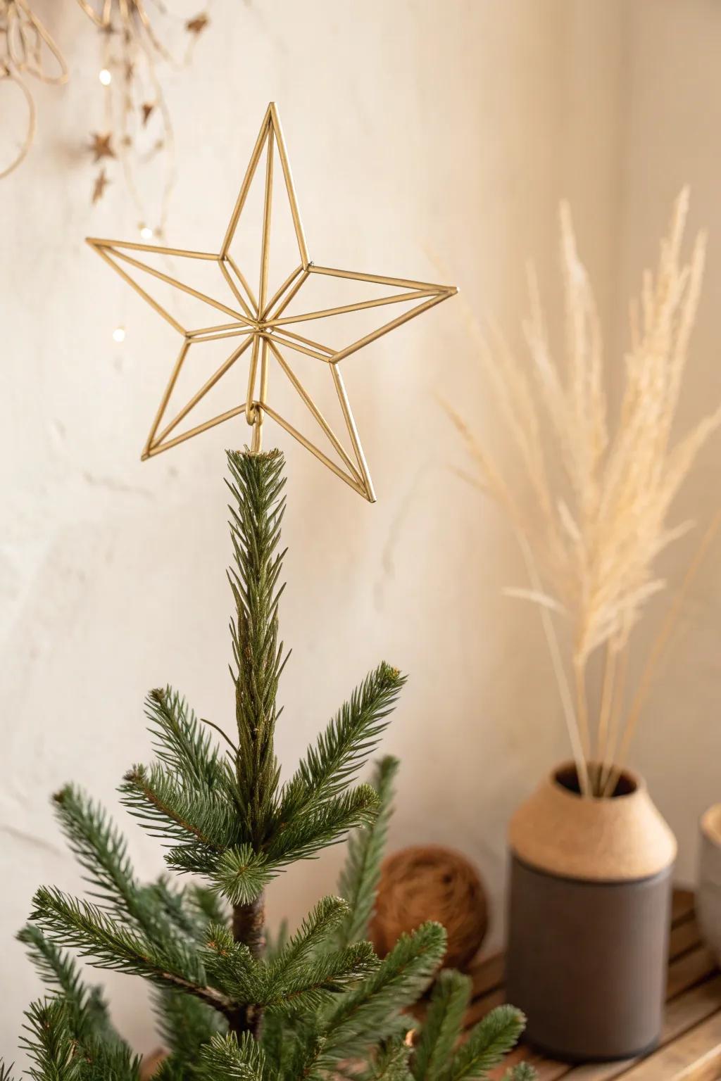 One simple brass star topper—clean, calm, and instantly makes a minimalist tree feel luxe.
