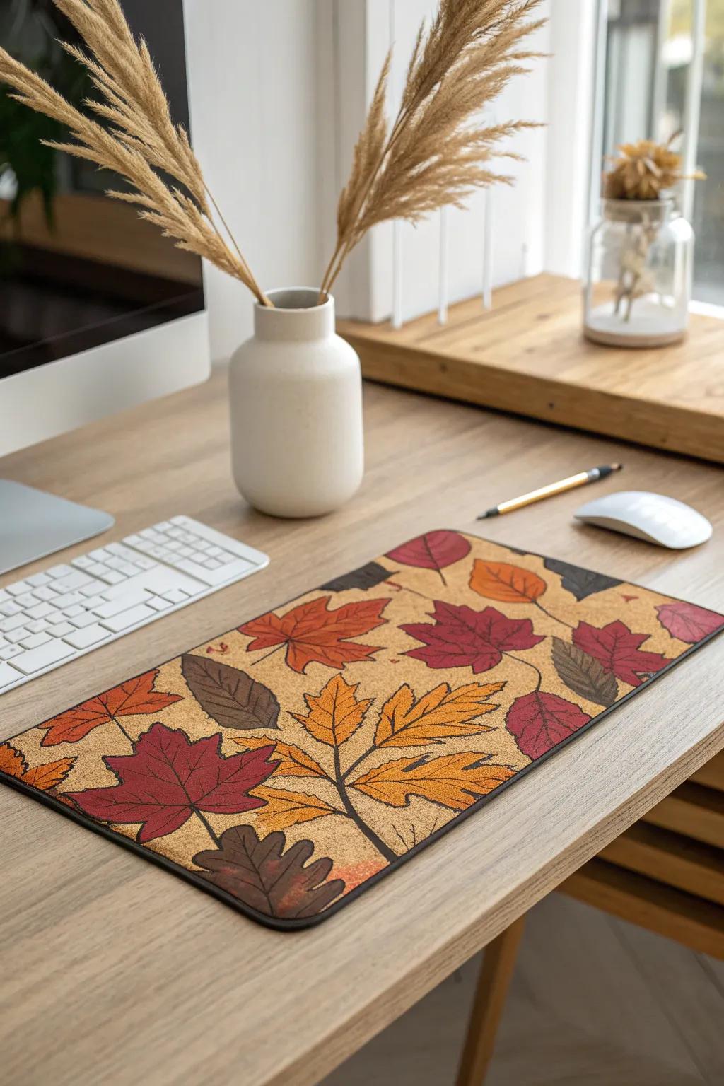 Embrace the beauty of autumn with a seasonal mouse pad that brings warmth and elegance to your workspace.