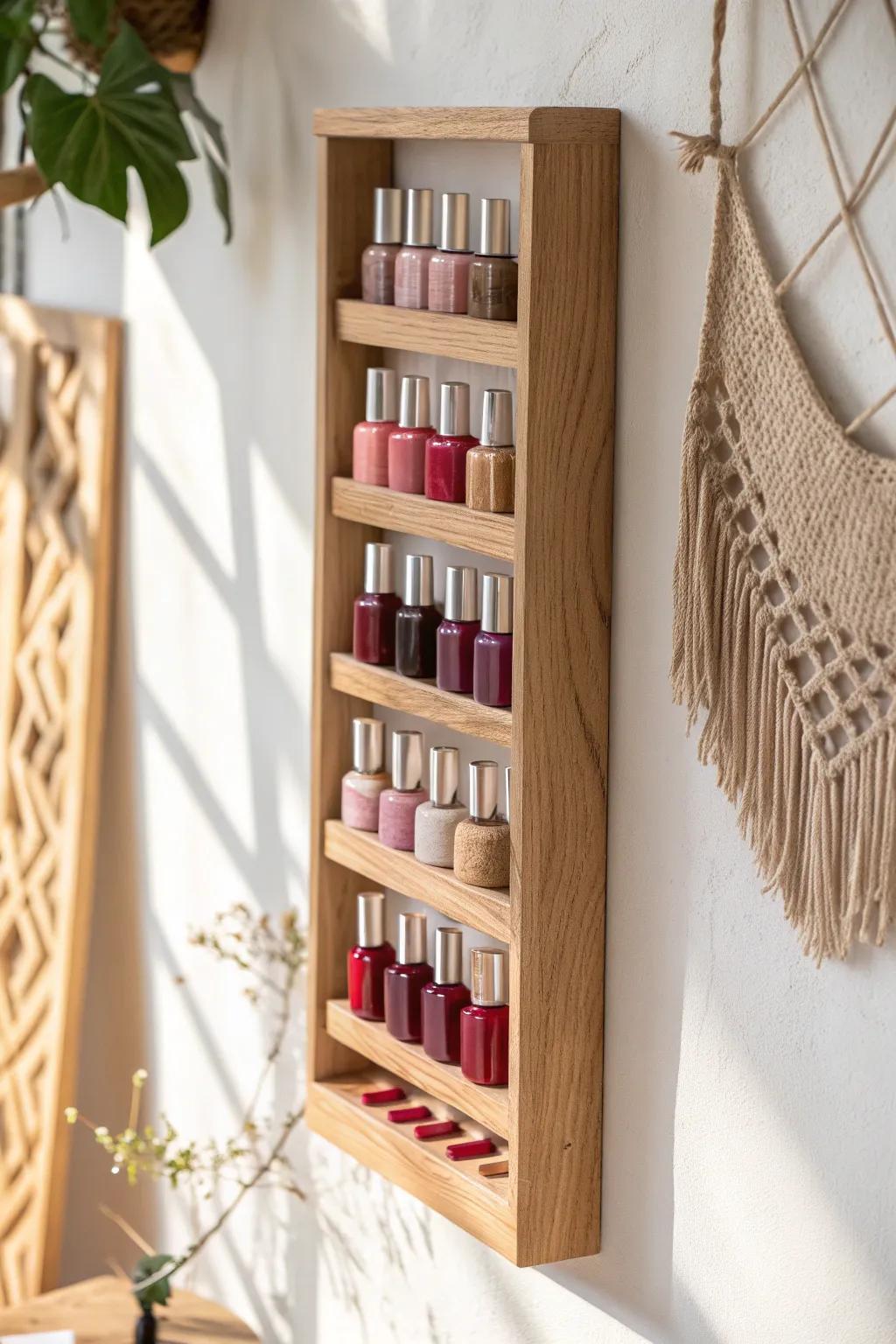 A calming color-gradient polish display that makes every shade easy to spot—and gorgeous.