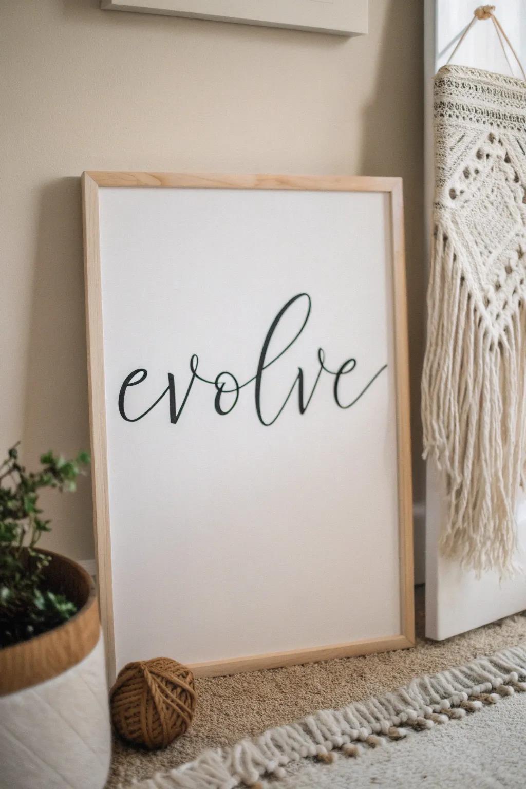 Embrace growth with elegance—let 'Evolve' inspire your space.