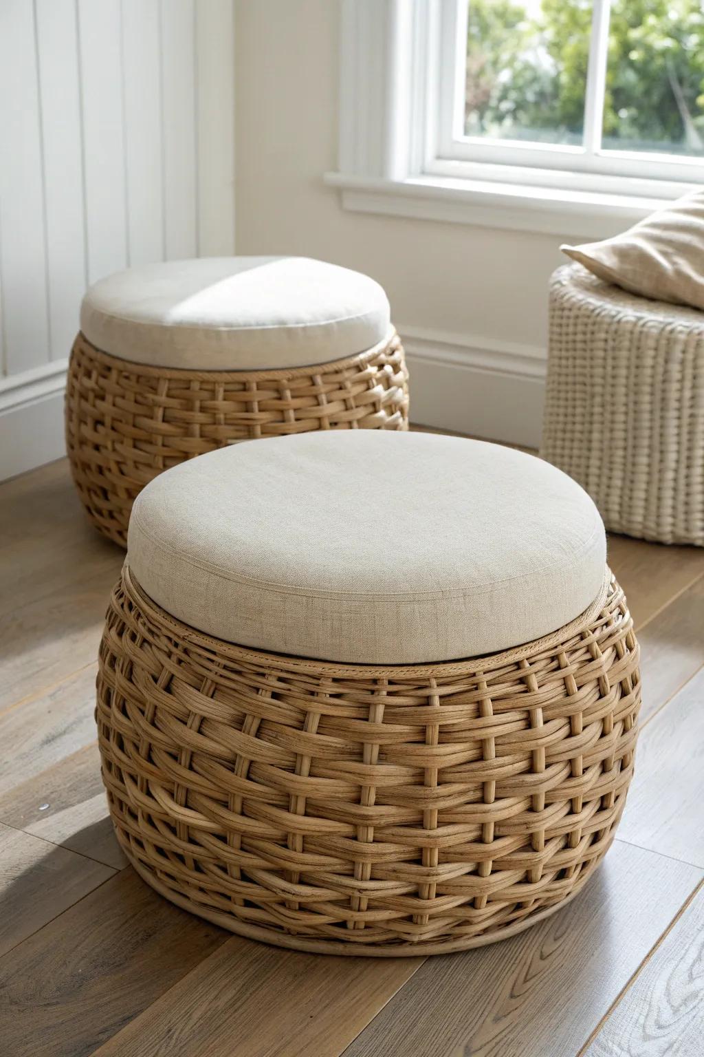 Nesting ottomans = instant extra seating you can tuck away in seconds—perfect for small spaces.