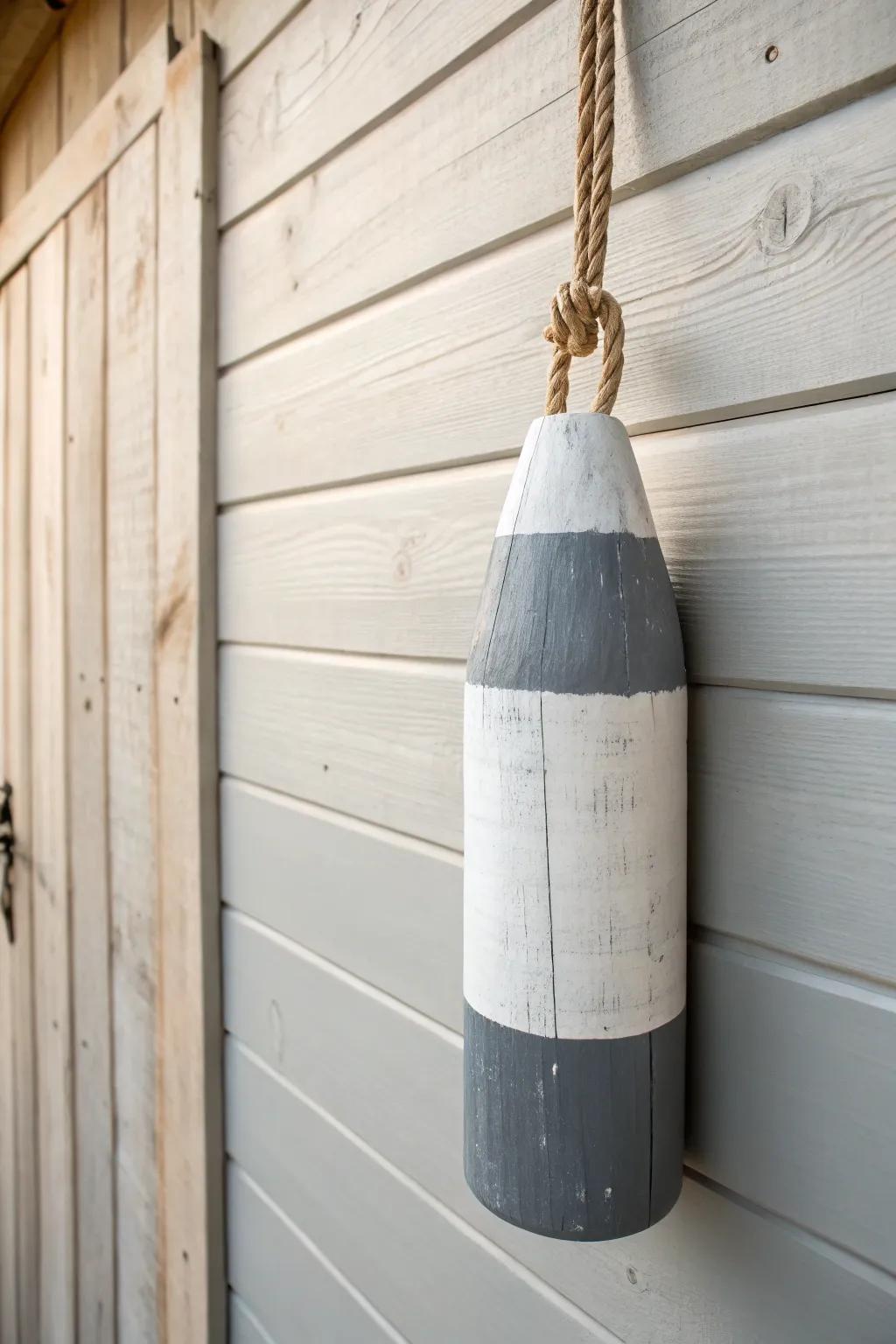 Embrace the charm of monochrome elegance with this beautifully crafted buoy, perfect for adding a touch of minimalist sophistication to any space.
