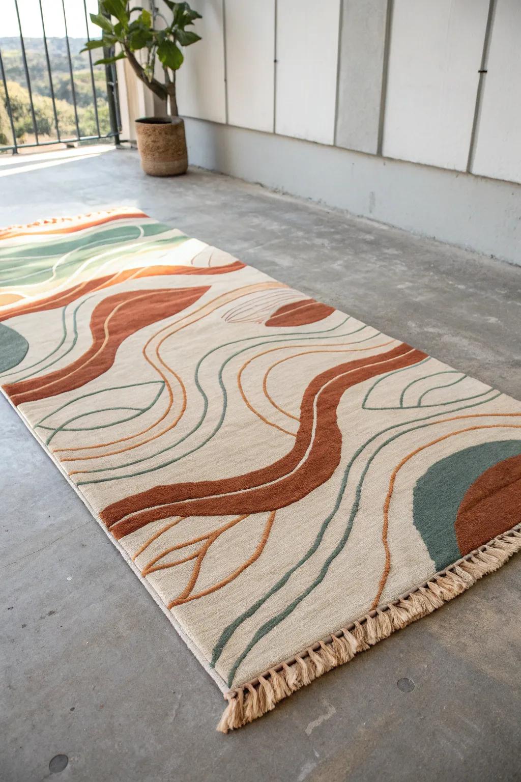 Unleash your creativity with abstract artistry on concrete—where minimalism meets boho charm.