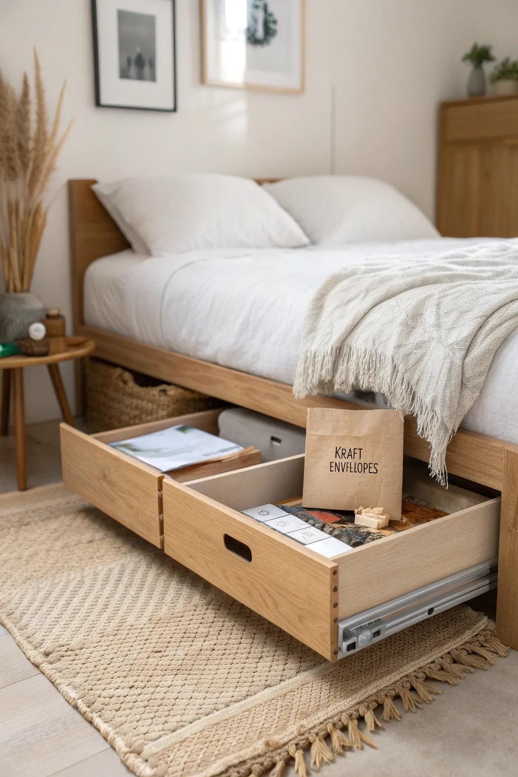 Hide decades of memories in a sleek under-bed photo bin—organized, dust-free, and easy to pull out.