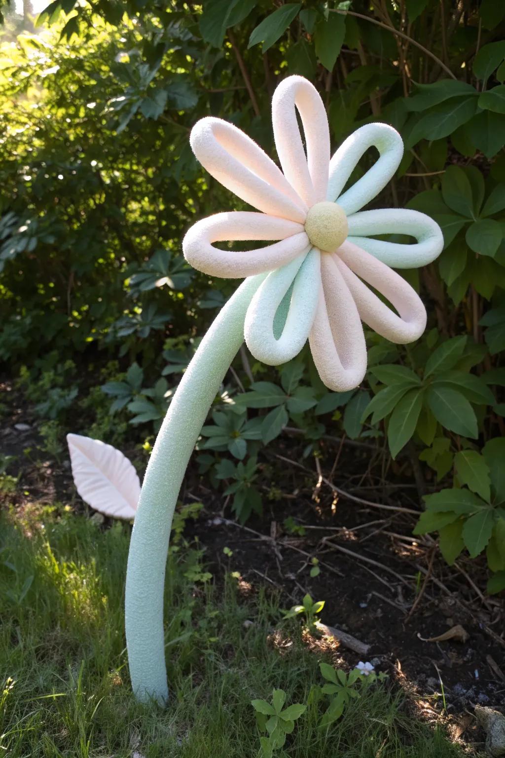 Transform ordinary into extraordinary with minimalist garden sculptures crafted from pool noodles.