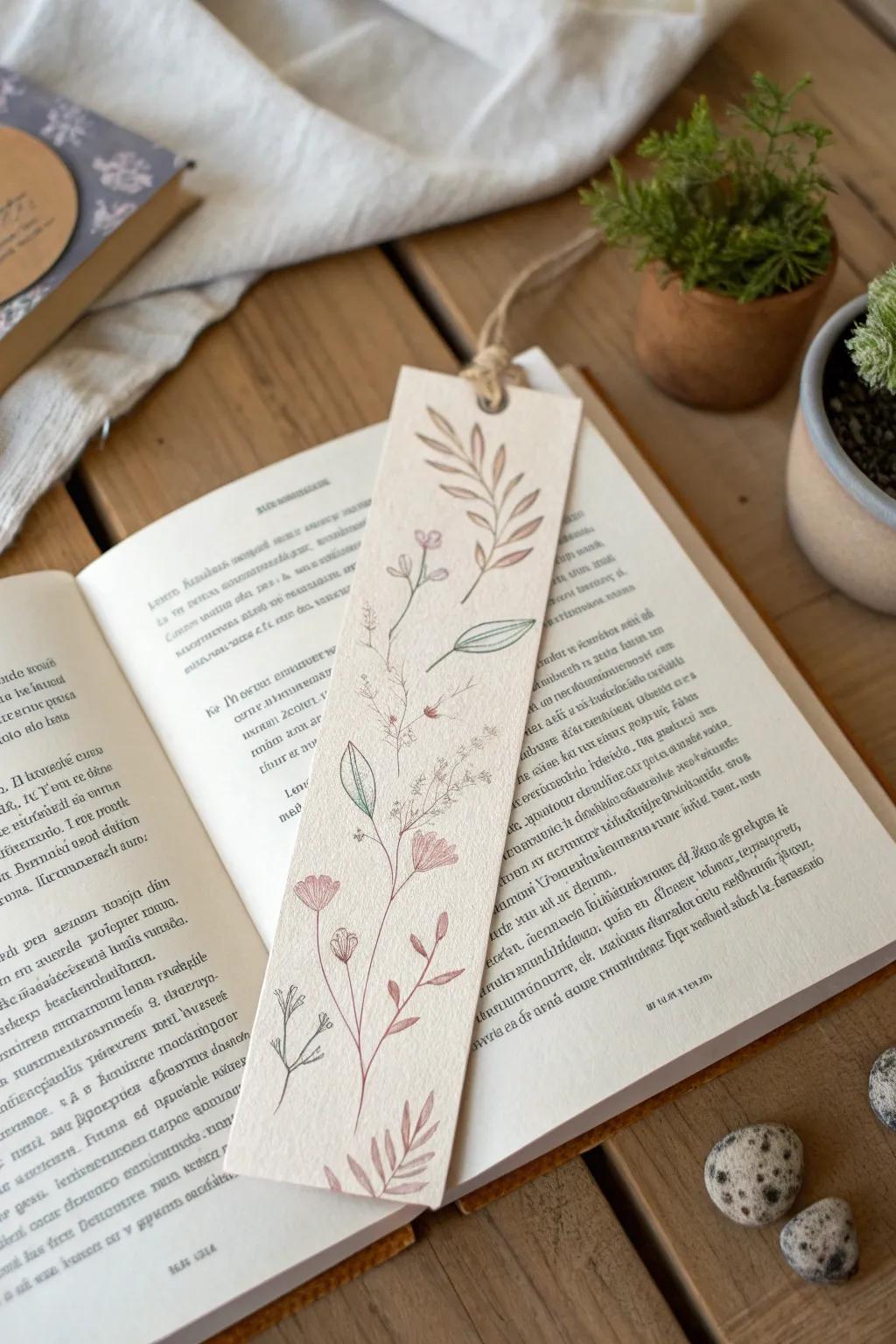 Add a personal touch to your reading nook with this charming hand-drawn bookmark, where simplicity meets elegance.
