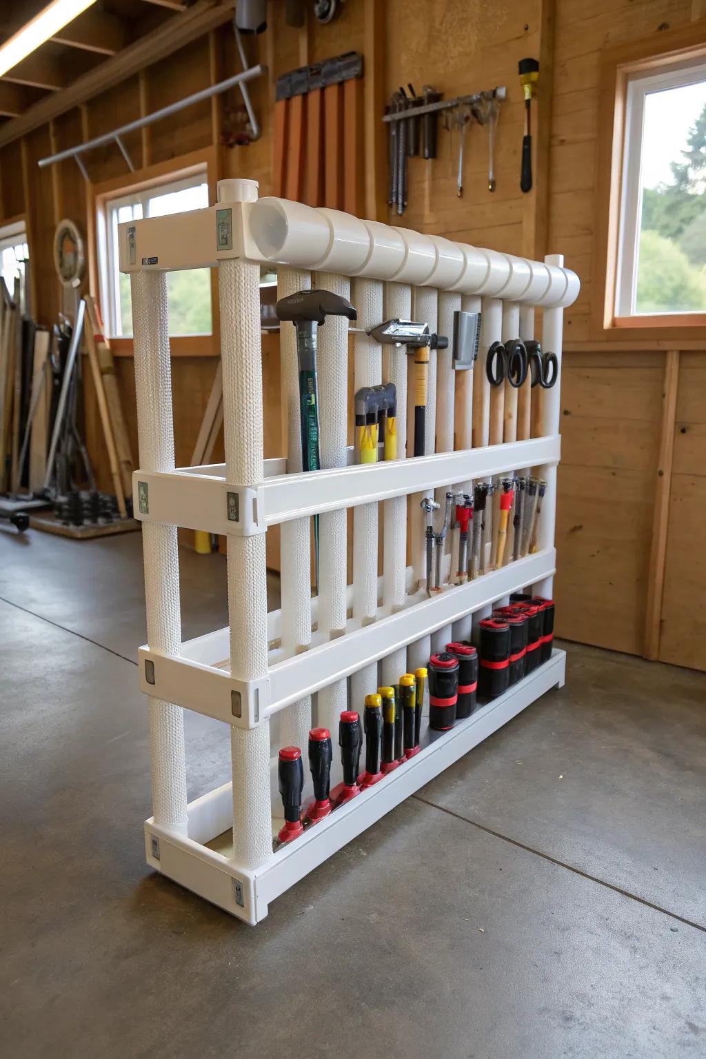 Transform your garage into an organized haven with a custom PVC pipe storage rack—where functionality meets craftsmanship.