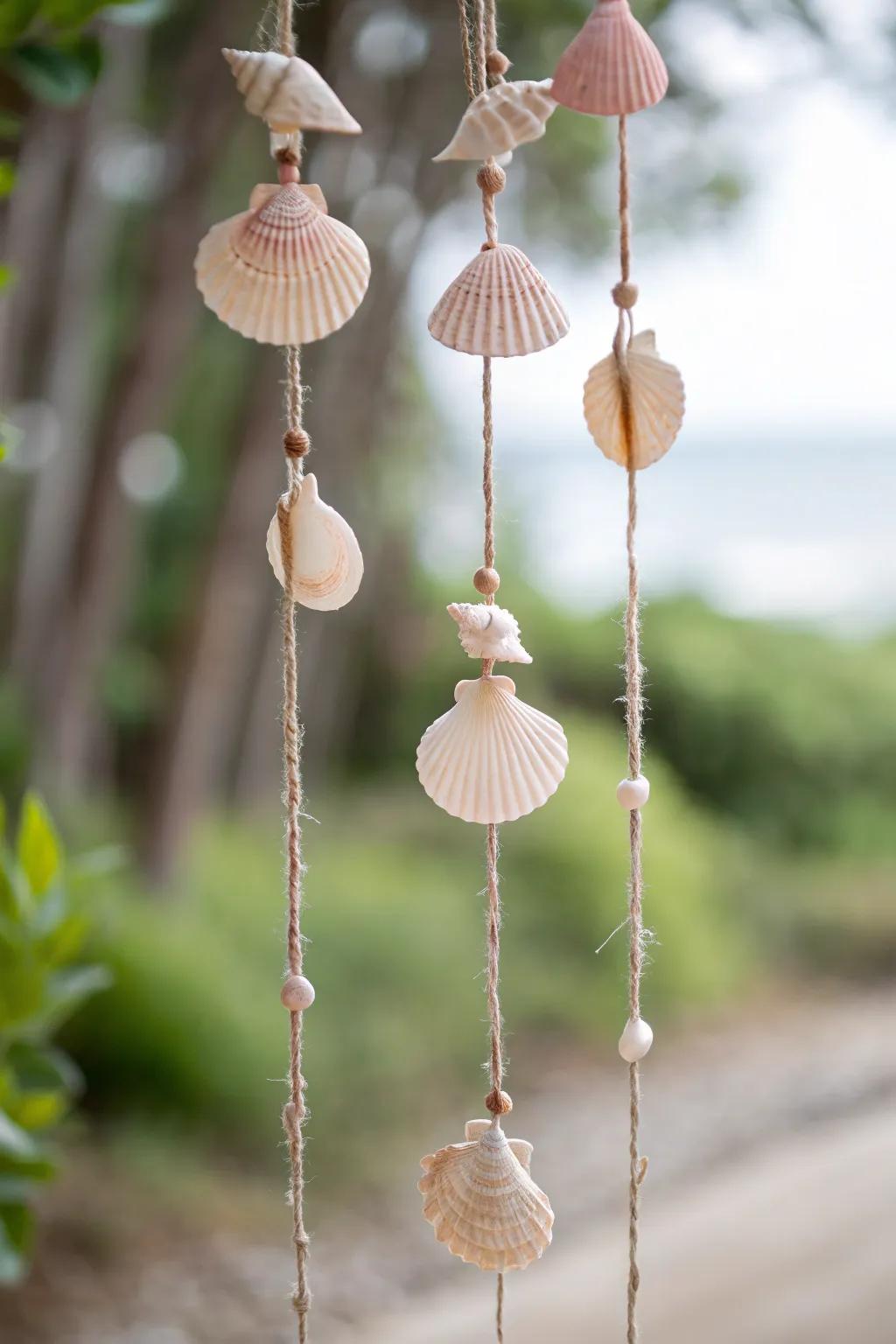 Capture the sound of summer with handcrafted seashell wind chimes that bring beachside tranquility to your home.