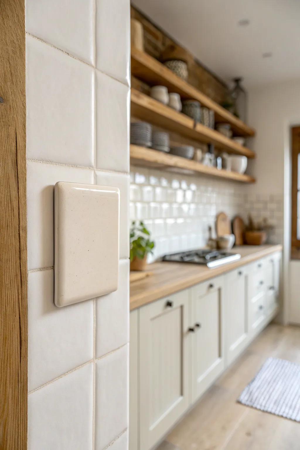 Clean, airy off-white wall color that makes a single-wide galley kitchen feel open
