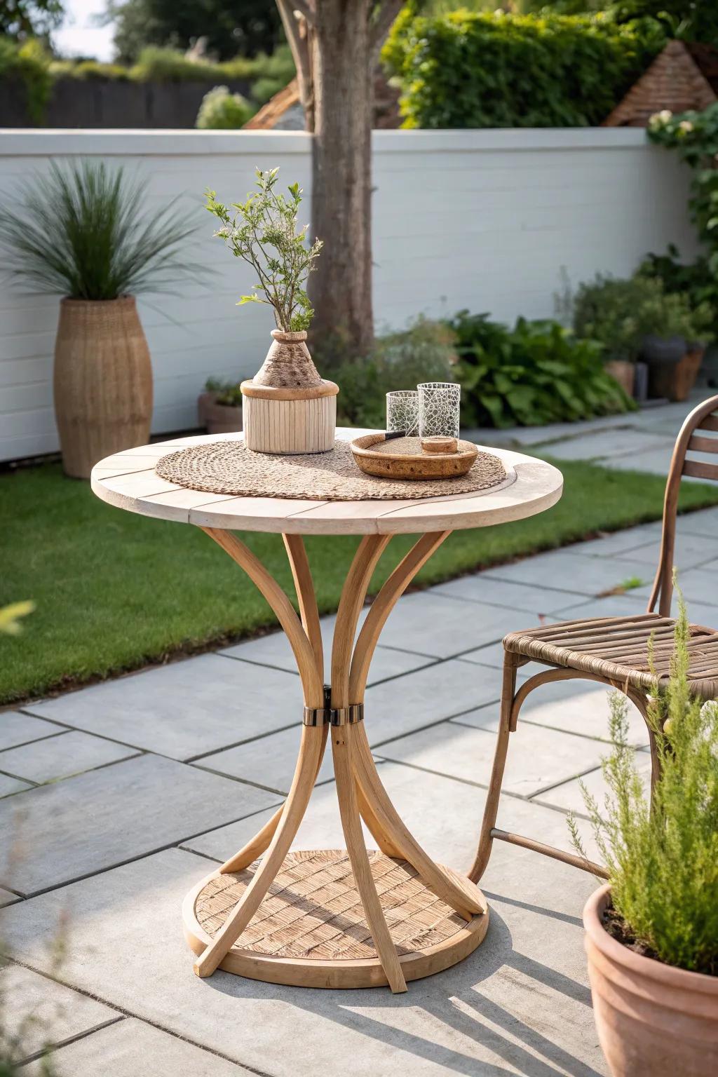 Angle one piece diagonally to stretch the eye—instant small garden expansion effect.