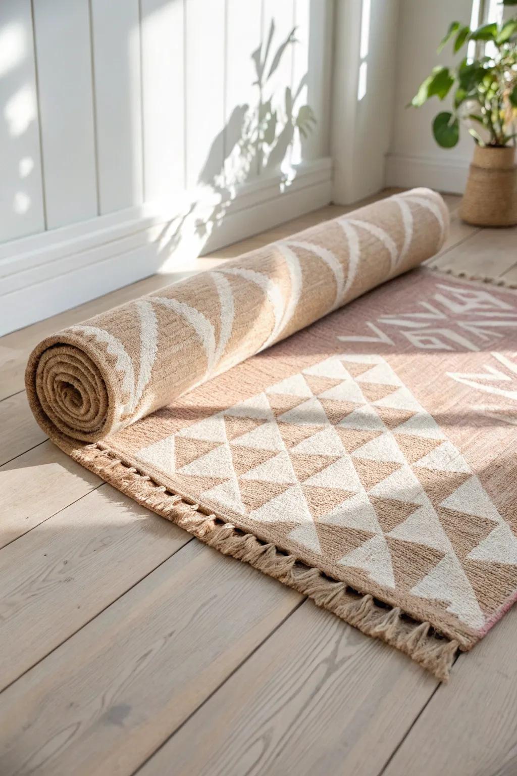 A small rug under your desk subtly zones “work mode” in a tiny living room office combo.