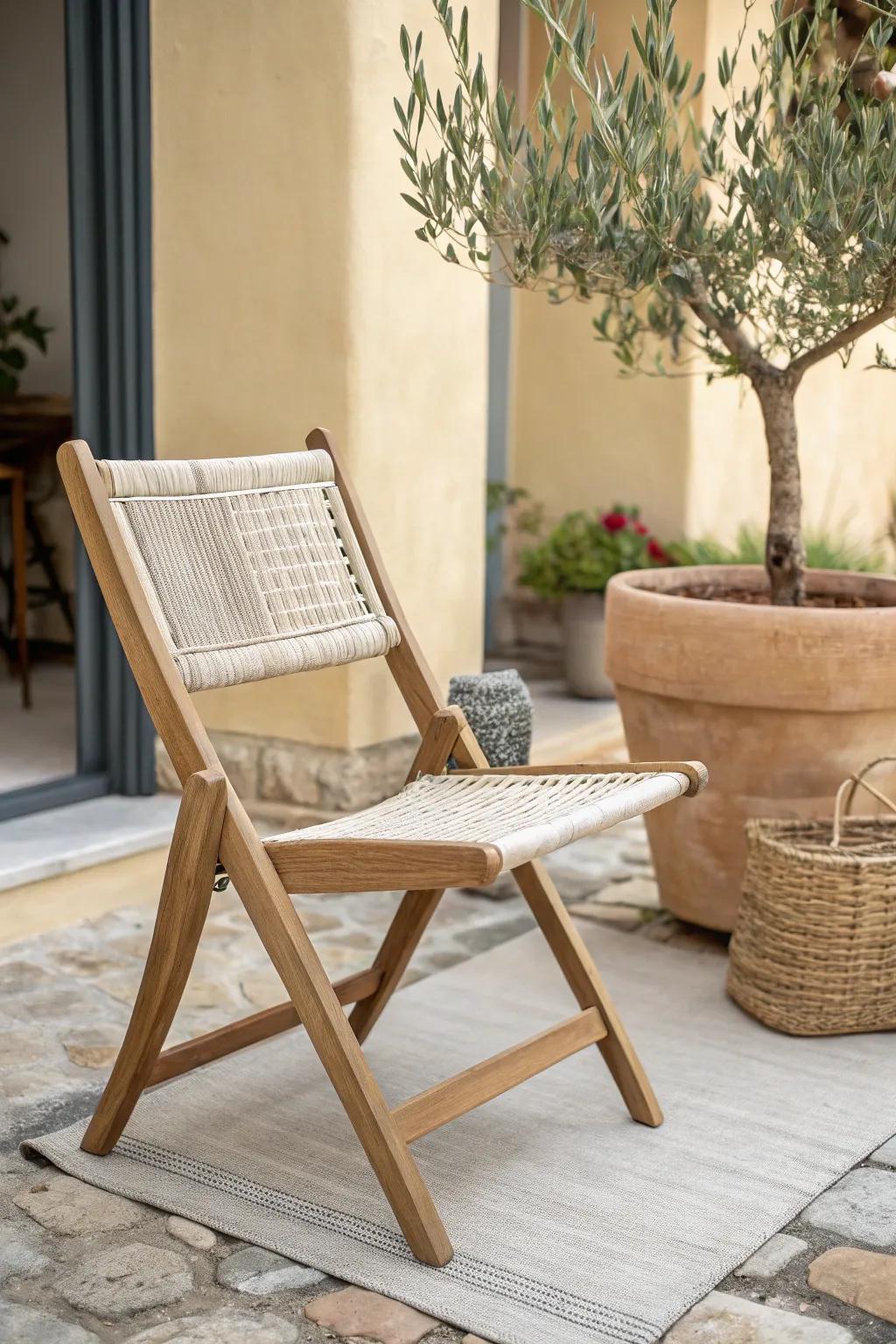 A foldable chair that tucks away fast—perfect for small urban backyards and easy hosting.