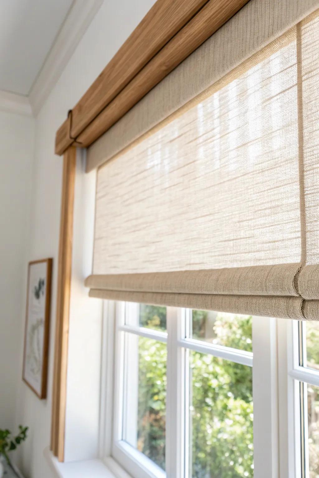 Outside-mount linen shade adds height—your small window instantly feels taller and airier.