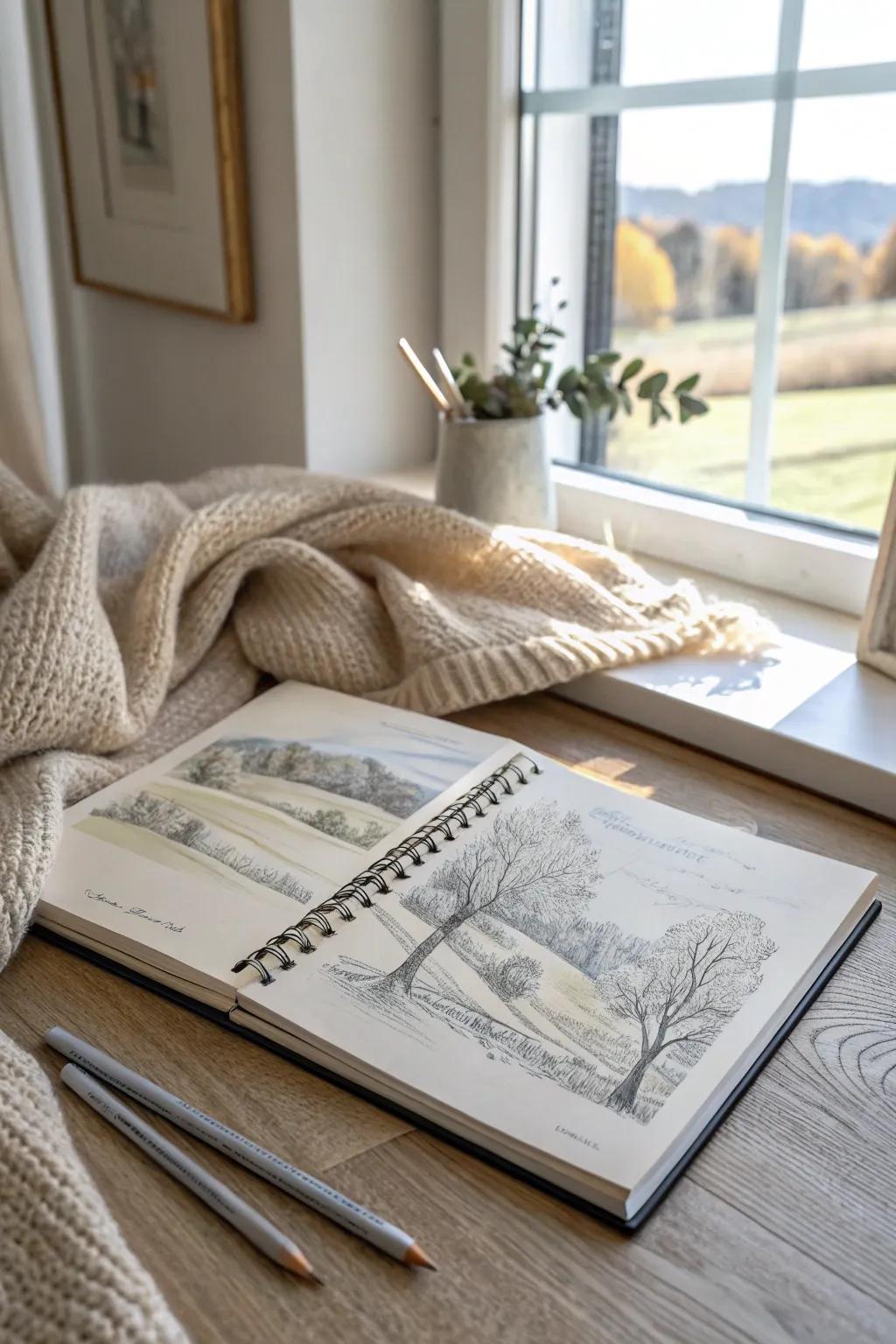 Capture the essence of nature in a sketch for grandma, where simplicity meets beauty.