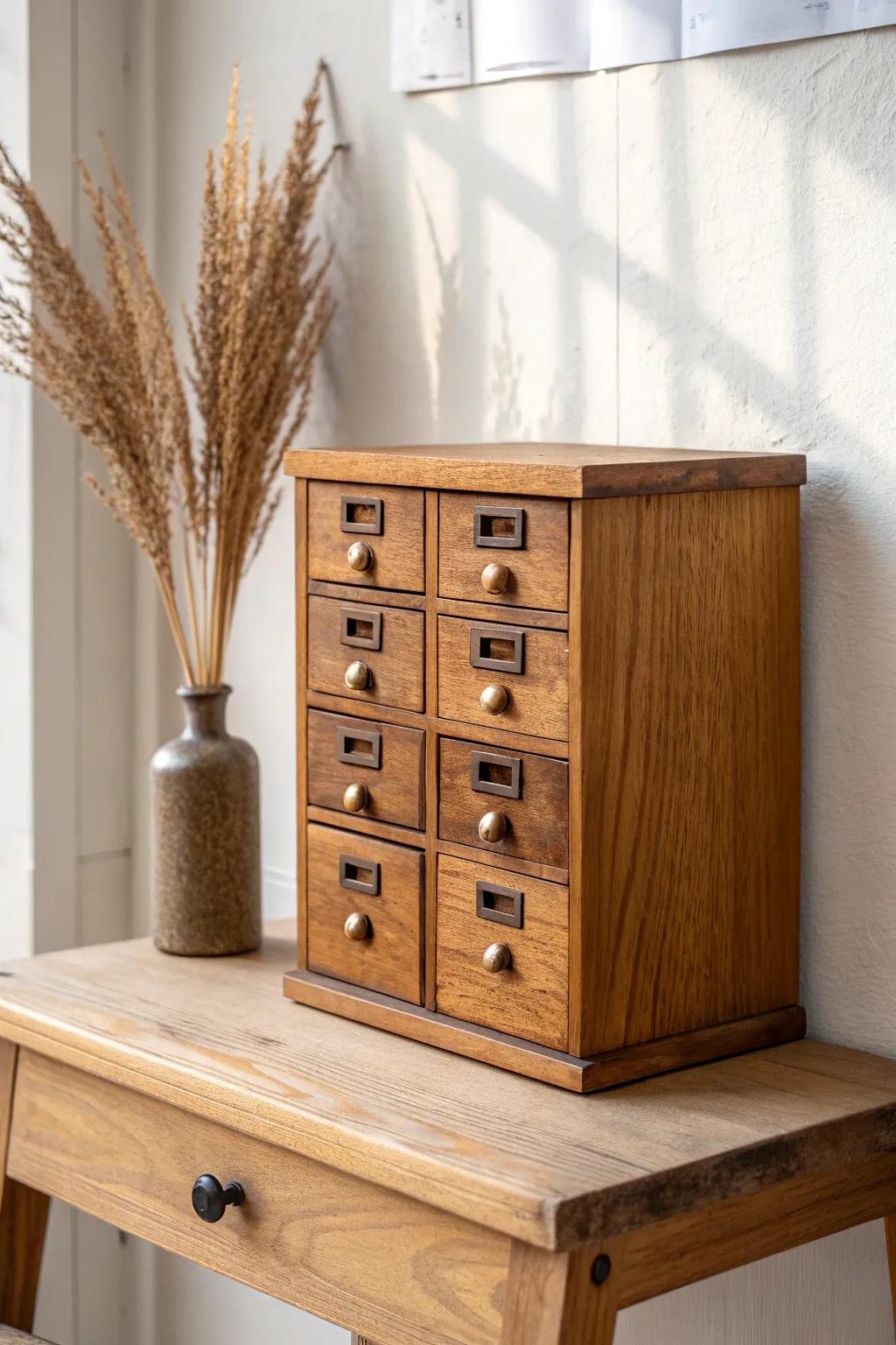 Tiny vintage drawers: the prettiest way to corral pins, matches, and little odds & ends.