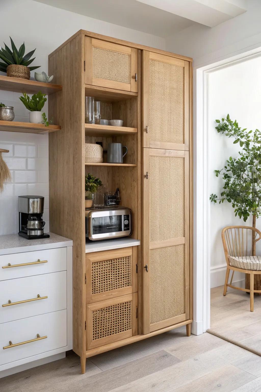 Appliance-garage wall pantry cabinet—hide daily gadgets, keep counters serene and styled.