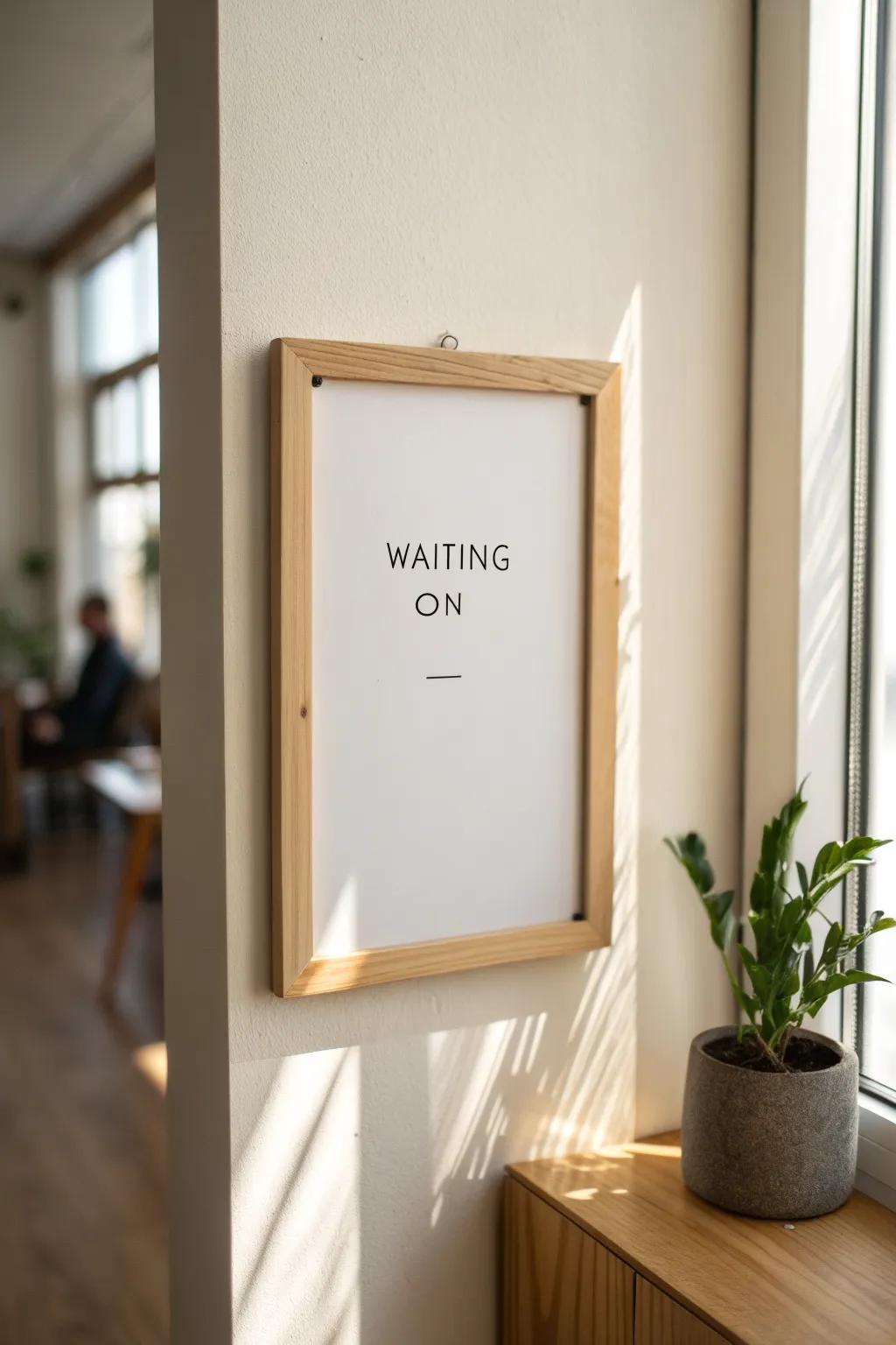 A simple “Waiting On” box keeps returns, emails, and fixes visible until they’re done.