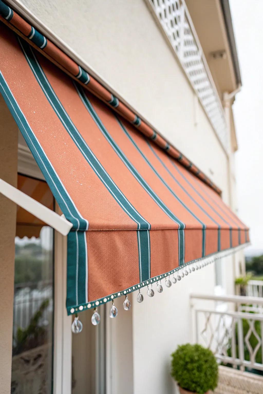 A subtle angled pitch lets rain glide right off—stylish, reliable shade for tiny balconies.