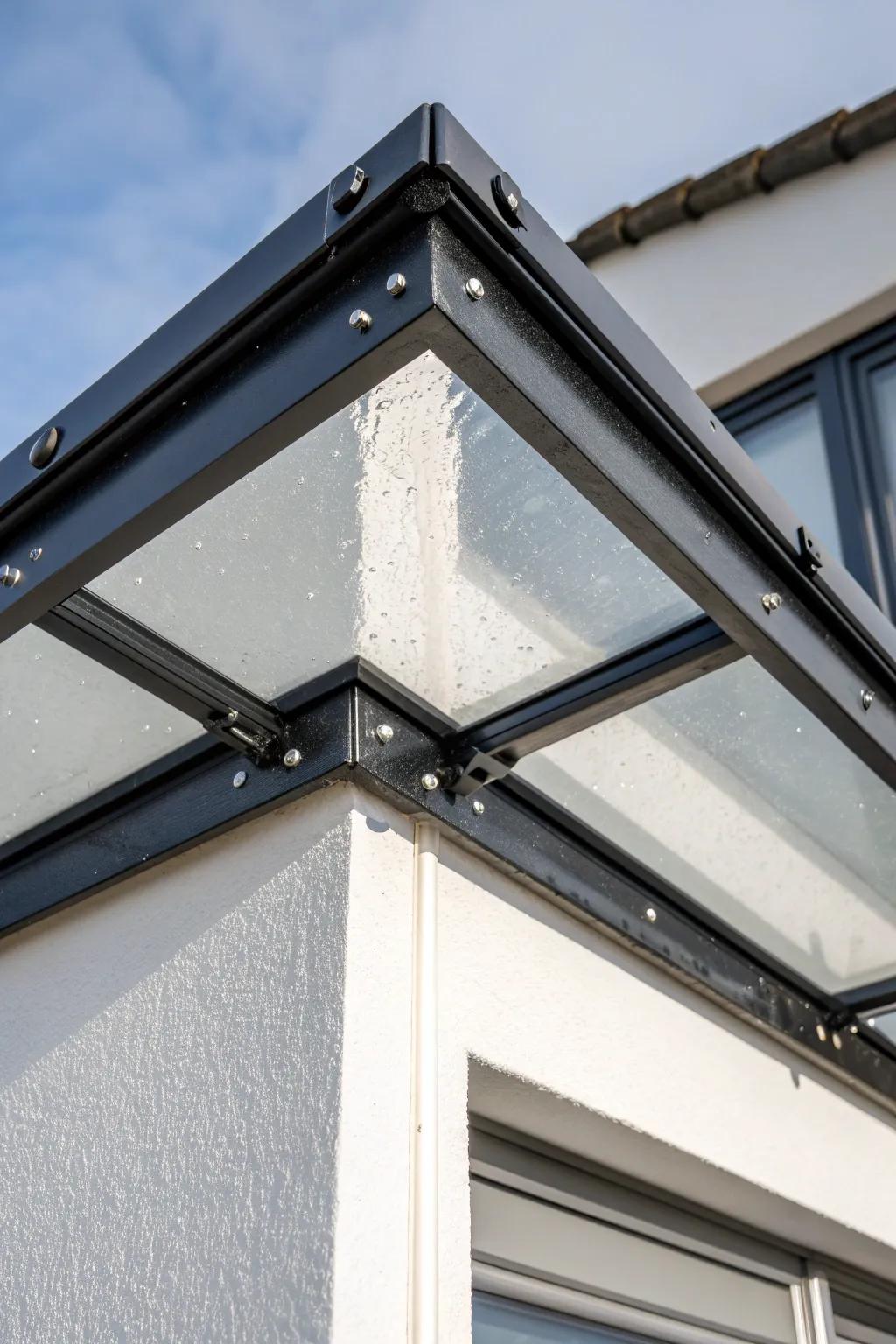 Fixed roof panel: crisp shade + rain cover for sunny balconies—minimal, durable, beautiful.