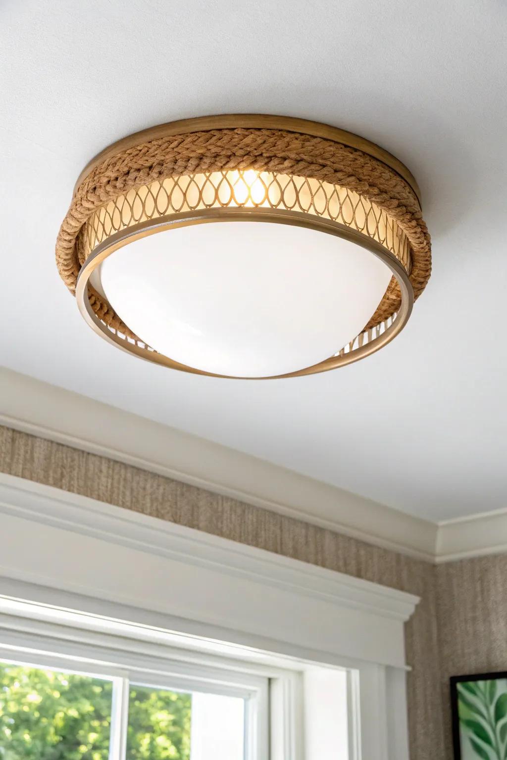 A sleek flush-mount ceiling light that brightens low ceilings without taking up visual space.