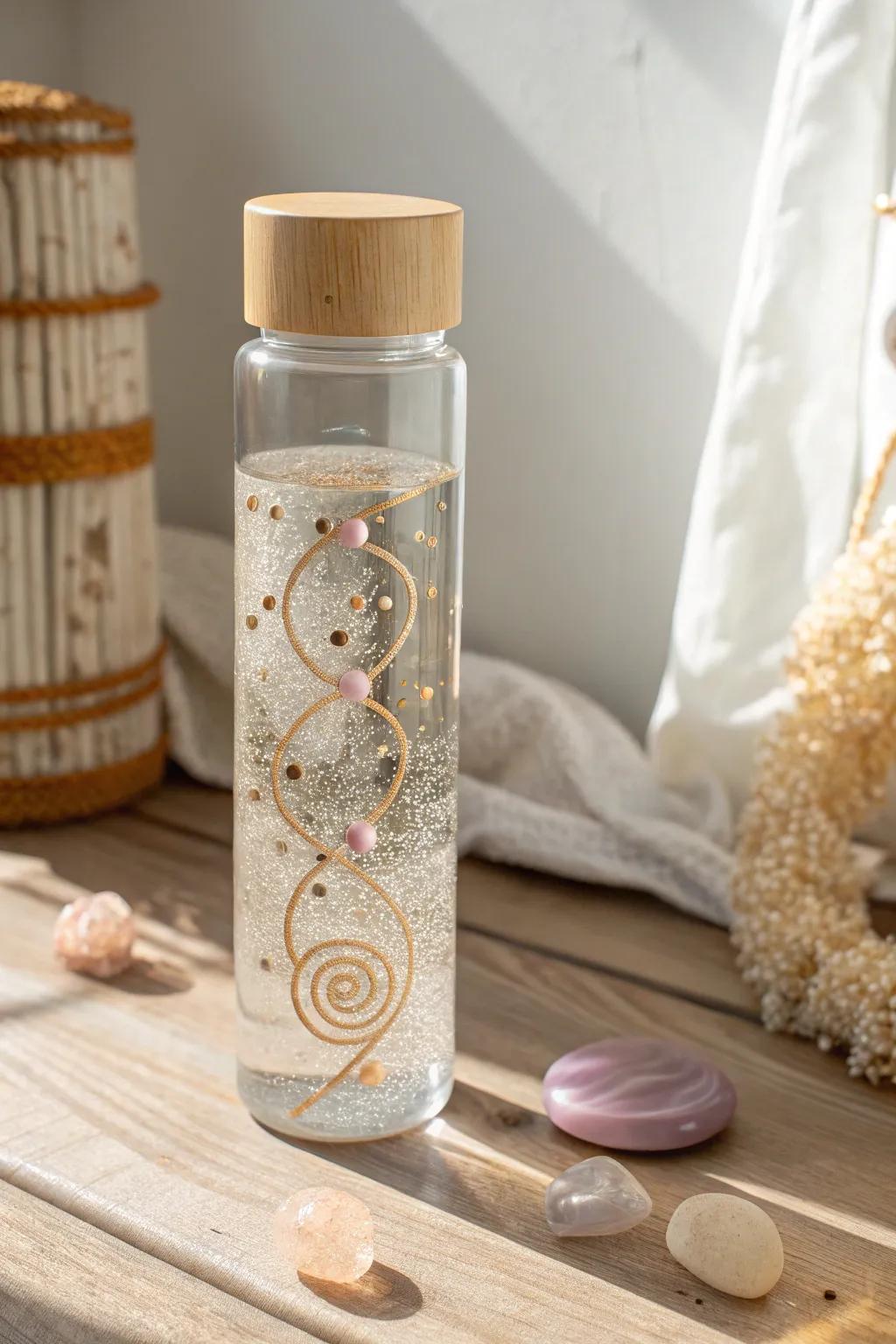 A swirl-and-set sensory bottle adds instant calm to your calm corner—beautiful and soothing.