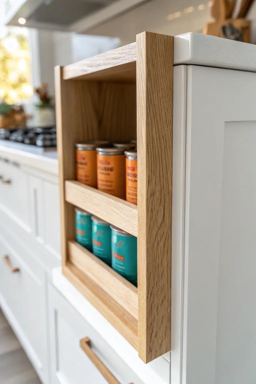 Simple shelf dividers create tidy can lanes—no more wobbly towers in narrow cabinets.