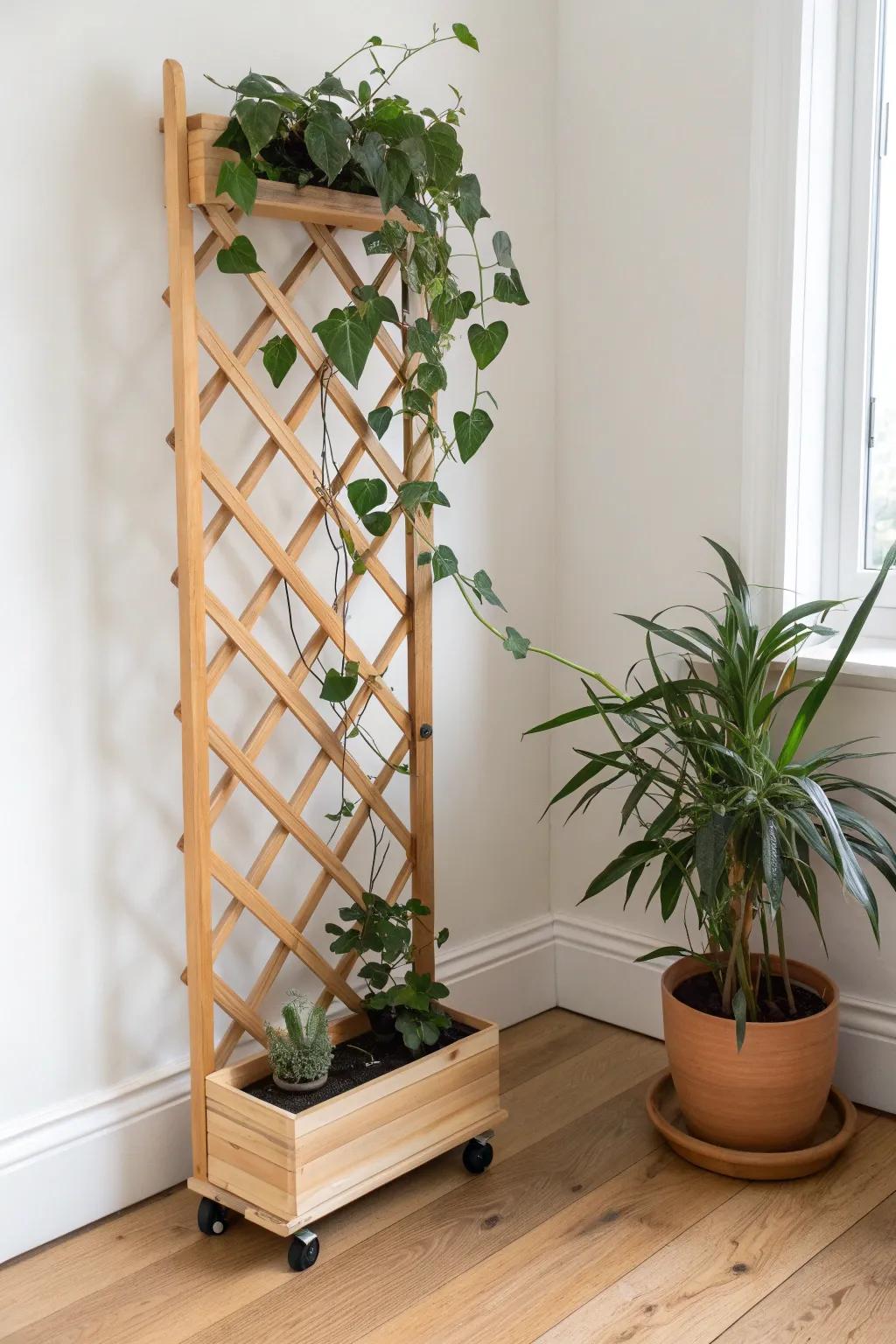 Rollable corner trellis planter—sun-chasing greenery for tiny balconies and bright corners.