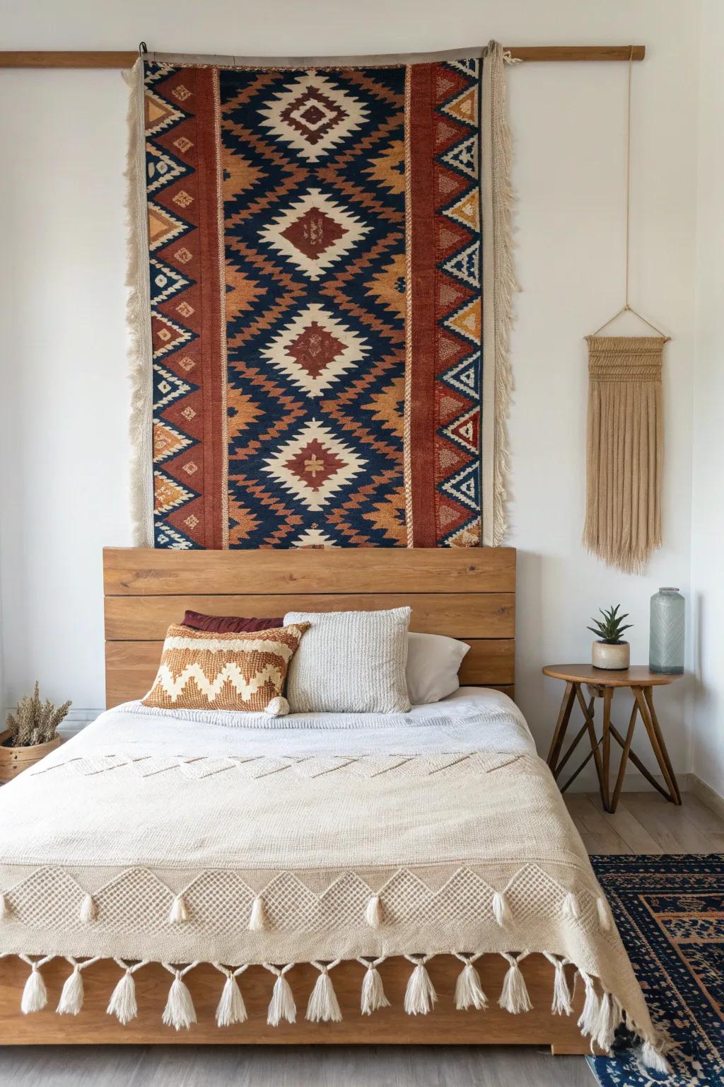A cozy, space-saving textile headboard that adds bold color and softness—no bulky frame needed.